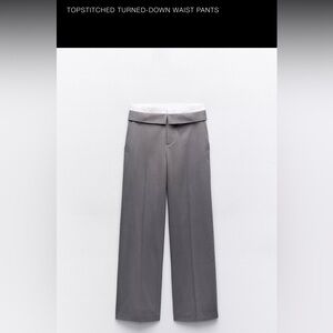 Zara Women’s Topstiched Turned-Down Waist Pants Size 8